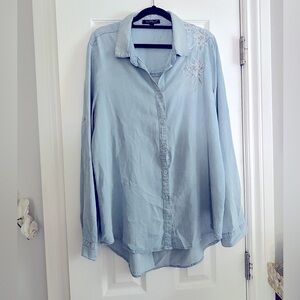 Button-Up Shirt with Embroidery soft material